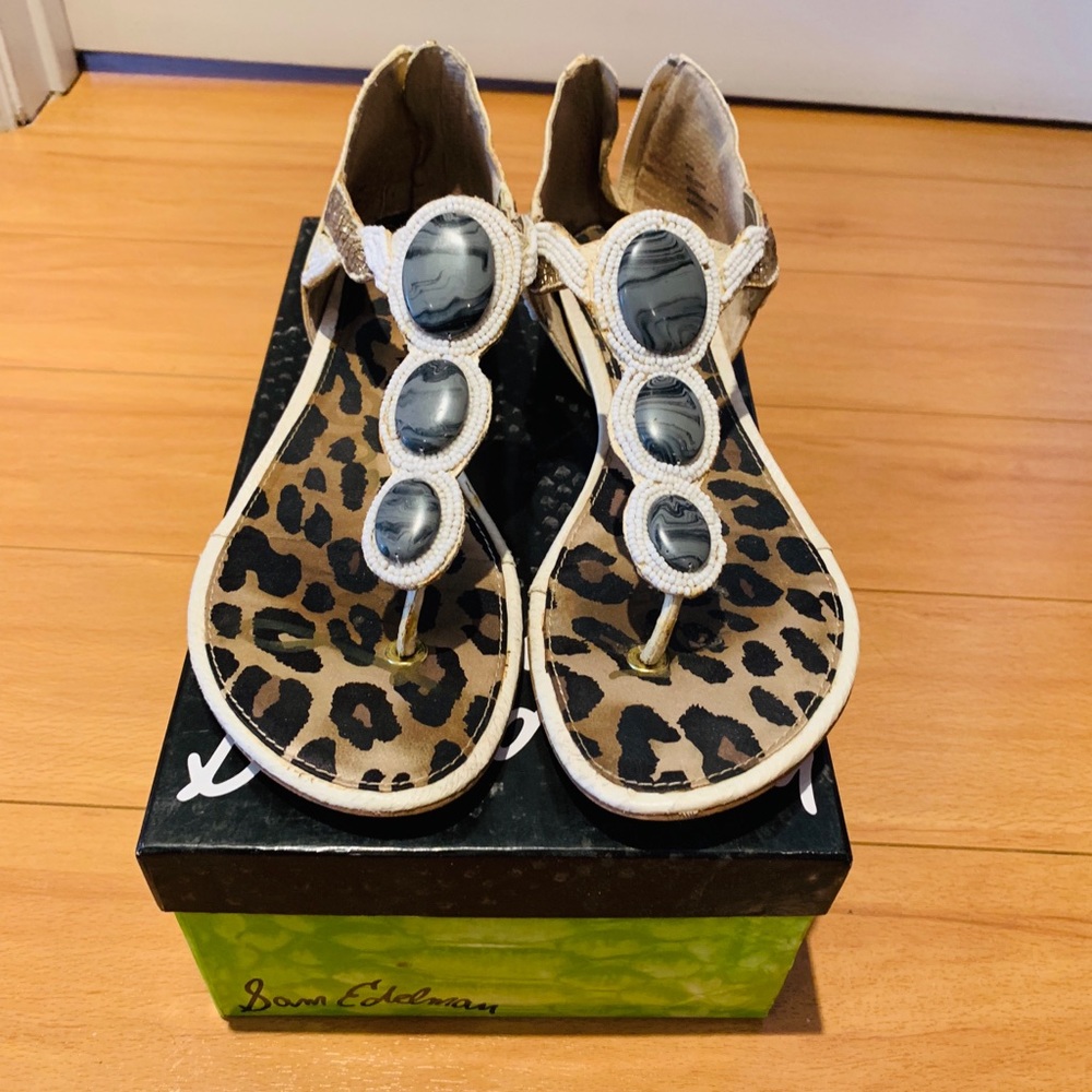 Sam Edelman Eli White Matte Snake Sandals